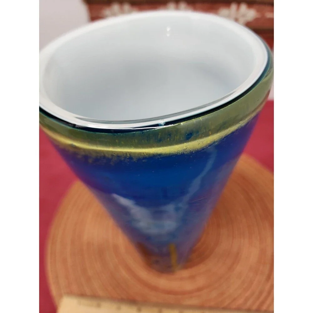 Vintage Pier 1 Millefiori Cobalt Handblown Vase 11.25